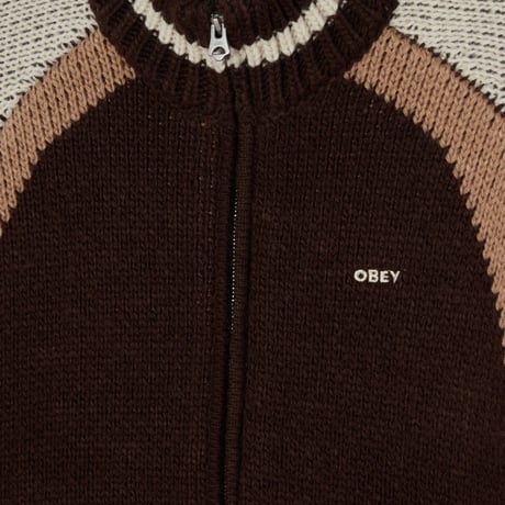 OBEY Aven Zip Up Sweater - Brown Multi