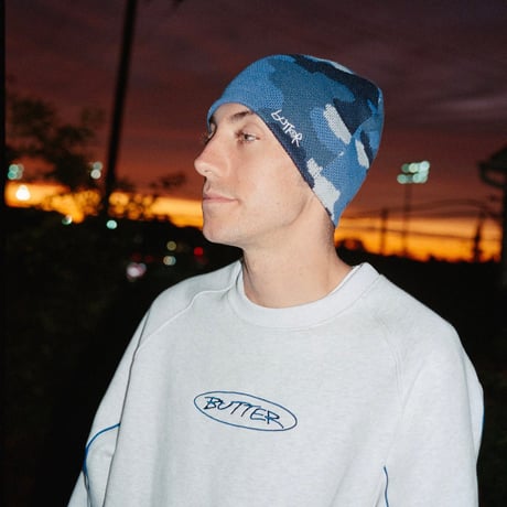 Butter Goods Abseil Skully Beanie - Ocean Camo