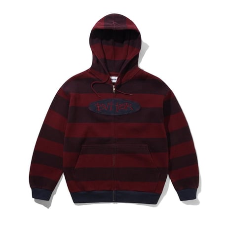Butter Goods Tide Waffle Zip-Thru Hood - Red Stripe
