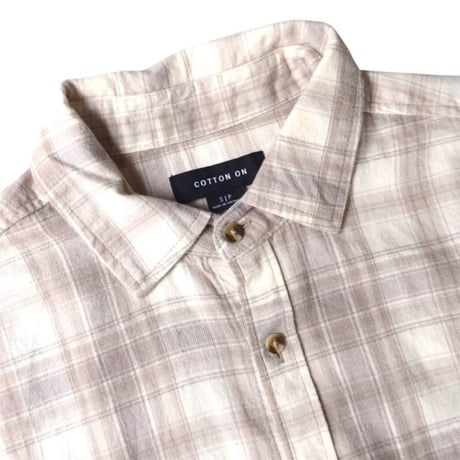 Cotton On L/S Plaid Shirts - Stone Check