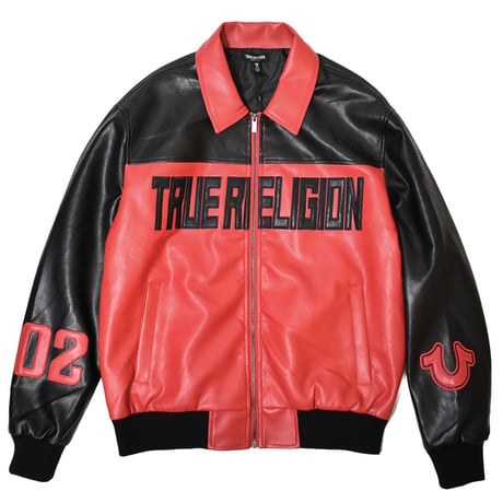 True Religion Color Blocked Logo Racing Jacket - Red