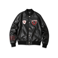 True Religion Logo Patch Varsity Jacket - Black