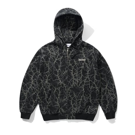 Butter Goods Thorn Camo Waffle Zip-Thru Hood - Black