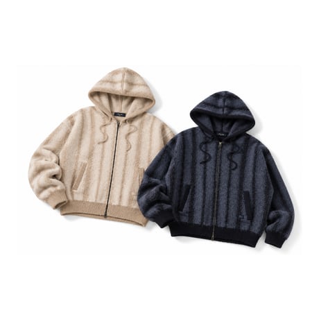 Dime Mohair Striped Zip Hoodie / 全2色