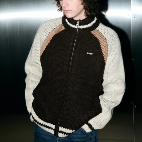 OBEY Aven Zip Up Sweater - Brown Multi