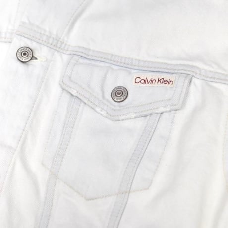 Calvin Klein 90's Bleach Trucker Jacket - White Blue