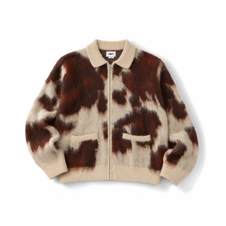 OBEY Cow Pattern Zip Sweater - Cow Multi