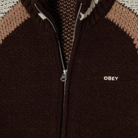 OBEY Aven Zip Up Sweater - Brown Multi