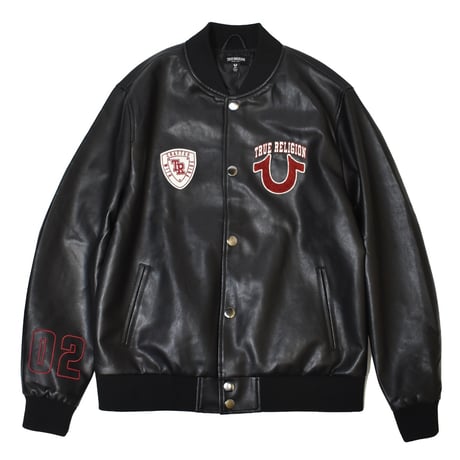 True Religion Logo Patch Varsity Jacket - Black