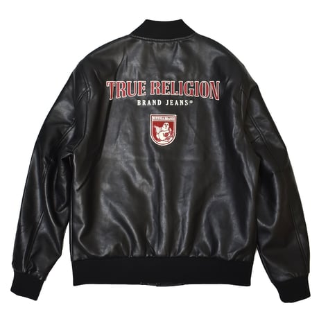 True Religion Logo Patch Varsity Jacket - Black