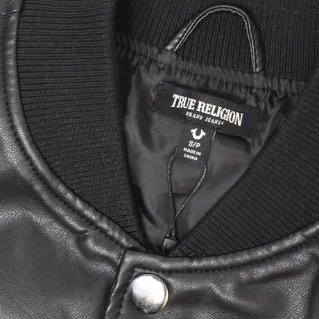 True Religion Logo Patch Varsity Jacket - Black