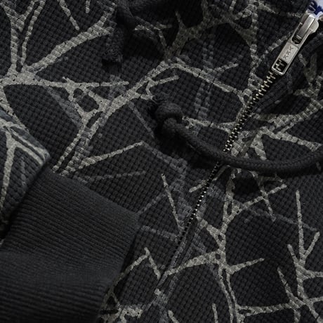 Butter Goods Thorn Camo Waffle Zip-Thru Hood - Black