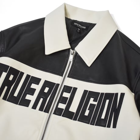 True Religion Color Blocked Logo Racing Jacket - White
