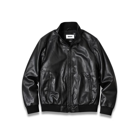 DKNY Faux Leather Moto Jacket [DX491399] - Black
