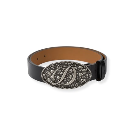 Dime Skull Leather Belt - Black
