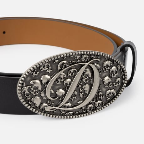 Dime Skull Leather Belt - Black