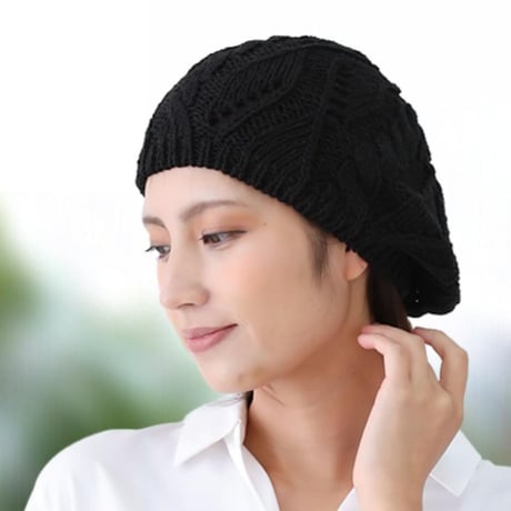 医療用帽子 ベレー帽 レディース 抗がん剤 帽子 綿100％ ケア帽子 深め ゆったり 大きめ ニット帽 春夏秋冬 ざっくり網ベレー帽