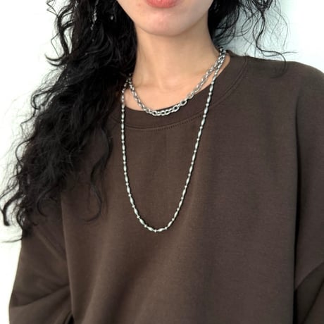 【nostalgic silver】logo chain necklace