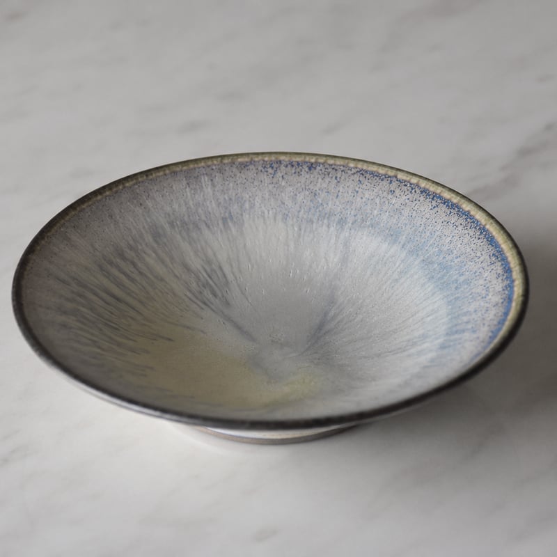 丹波焼 信凜窯 仲岡信人 彩色灰釉 皿 青 大C｜Tamba pottery shinring
