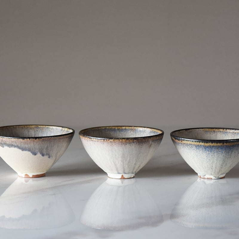 丹波焼 信凜窯 仲岡信人 彩色灰釉 ボウル 薄青｜Tamba pottery shinring
