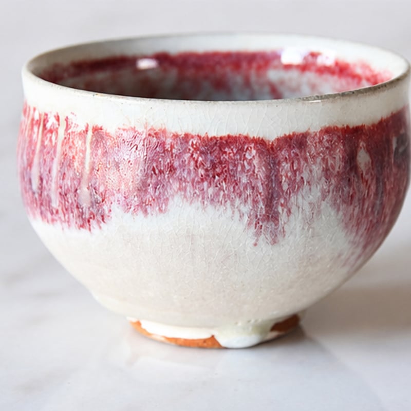 丹波焼 信凜窯 仲岡信人 彩色灰釉 カップ 赤｜Tamba pottery shinringa