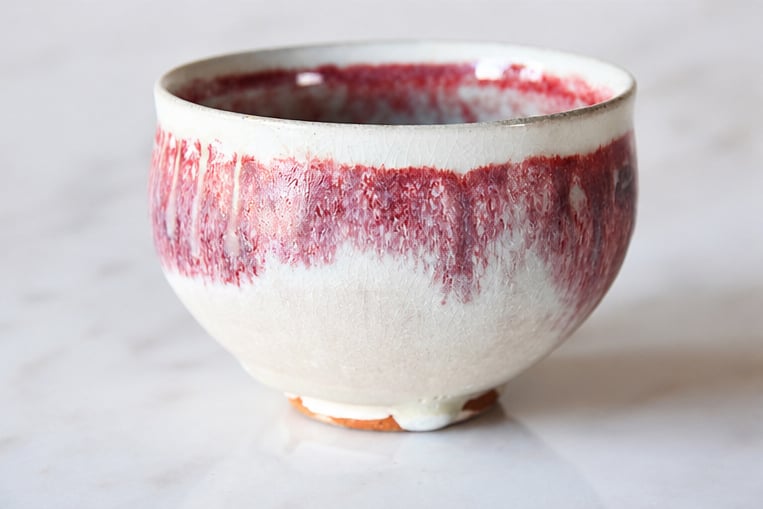 丹波焼 信凜窯 仲岡信人 彩色灰釉 カップ 赤｜Tamba pottery shinringa