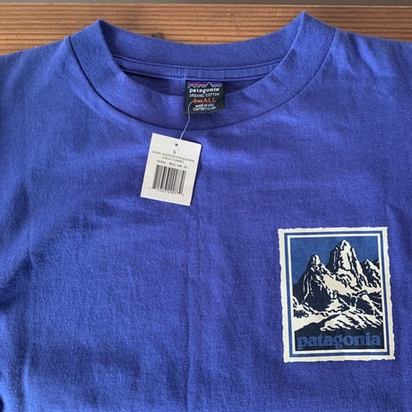 patagonia L/S FITZROY STAMP WOODBLOCK NOS  デッドストック 黒タグ 切手 木版画 パタゴニア VINTAGE