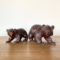 木彫り熊⑩ 小さな木彫り熊 親子熊 ガラス目 北海道 堀井民芸社 HOKKAIDO JAPAN FOLKART VINTAGE