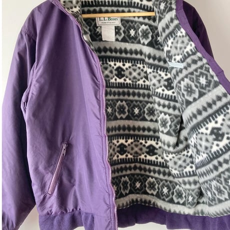 L.L.Bean エルエルビーン 美品 1980s Warm-up Jacket made in USA パープル 総柄 カタディン 山タグ ウォームアップジャケット VINTAGE