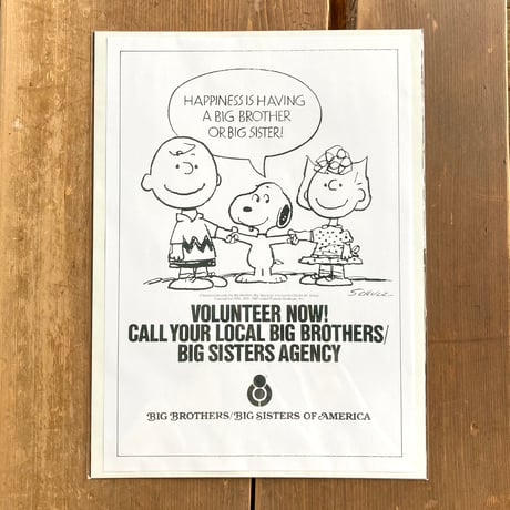 SNOOPY PEANUTS スヌーピー ヴィンテージ広告 複製／BIG BROTHERS BIG SISTERS OF AMERICA