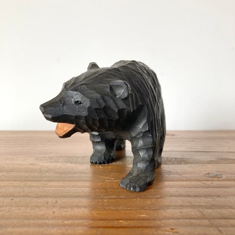 木彫り熊⑥ 小さな木彫り熊 吠え熊 ガラス目 右向き 北海道  HOKKAIDO JAPAN FOLKART VINTAGE