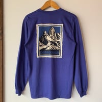 patagonia L/S FITZROY STAMP WOODBLOCK NOS  デッドストック 黒タグ 切手 木版画 パタゴニア VINTAGE