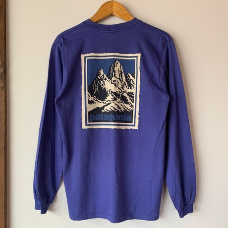 patagonia L/S FITZROY STAMP WOODBLOCK NOS  デッドストック 黒タグ 切手 木版画 パタゴニア VINTAGE
