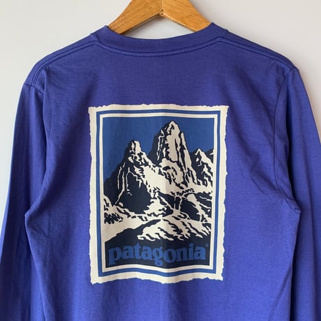 patagonia L/S FITZROY STAMP WOODBLOCK NOS  デッドストック 黒タグ 切手 木版画 パタゴニア VINTAGE