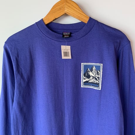 patagonia L/S FITZROY STAMP WOODBLOCK NOS  デッドストック 黒タグ 切手 木版画 パタゴニア VINTAGE