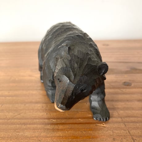 木彫り熊⑥ 小さな木彫り熊 吠え熊 ガラス目 右向き 北海道  HOKKAIDO JAPAN FOLKART VINTAGE