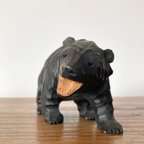 木彫り熊⑥ 小さな木彫り熊 吠え熊 ガラス目 右向き 北海道  HOKKAIDO JAPAN FOLKART VINTAGE