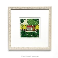 保立葉菜　木版画「小さなお店」