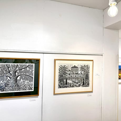 保立葉菜　木版画「休息」