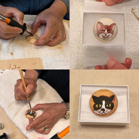猫野ぺすか ワークショップ「焼き絵でブローチを作ろう」