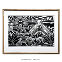保立葉菜　木版画「LIFE」