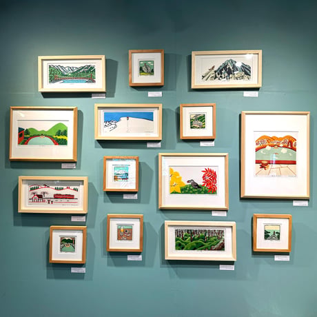 保立葉菜　木版画「山と風呂」