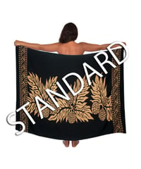 Hawai'ian Pareo   ULU  BREADFRUIT W/BORDER   BLACK HAZEL  HNLS03584-8490