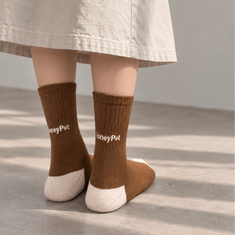 HoneyPot Logo Socks - BROWN-