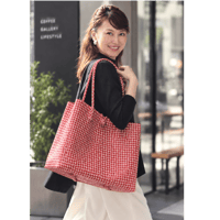 GP BOX TOTE  ML｜Red × White Weave Tote