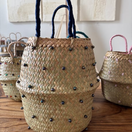 「Luna Tassel Basket（ルナ バスケット　ビーズ」　自然素材  のコピー