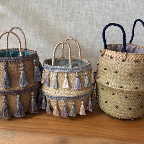 「Luna Tassel Basket（ルナ バスケット　ビーズ」　自然素材  のコピー