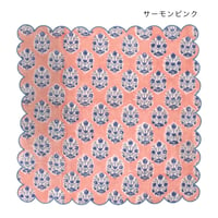 インド綿　フラワーハンカチ　ブロックプリント