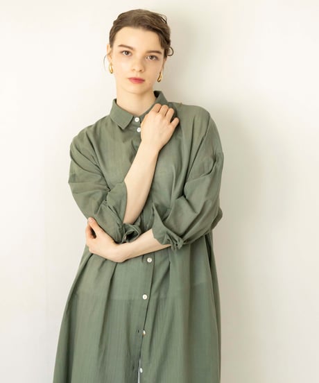 コットンカディモスリンシャツワンピース