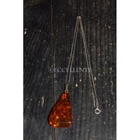 【ヴィンテージアクセサリー】【フィッシュランド】【ドイツ製】シルバー x アンバー　ネックレス（チェーン付属）